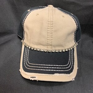 Black & Tan Distressed Rhinestone Hat