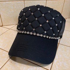 Black Rhinestone Trucker Hat