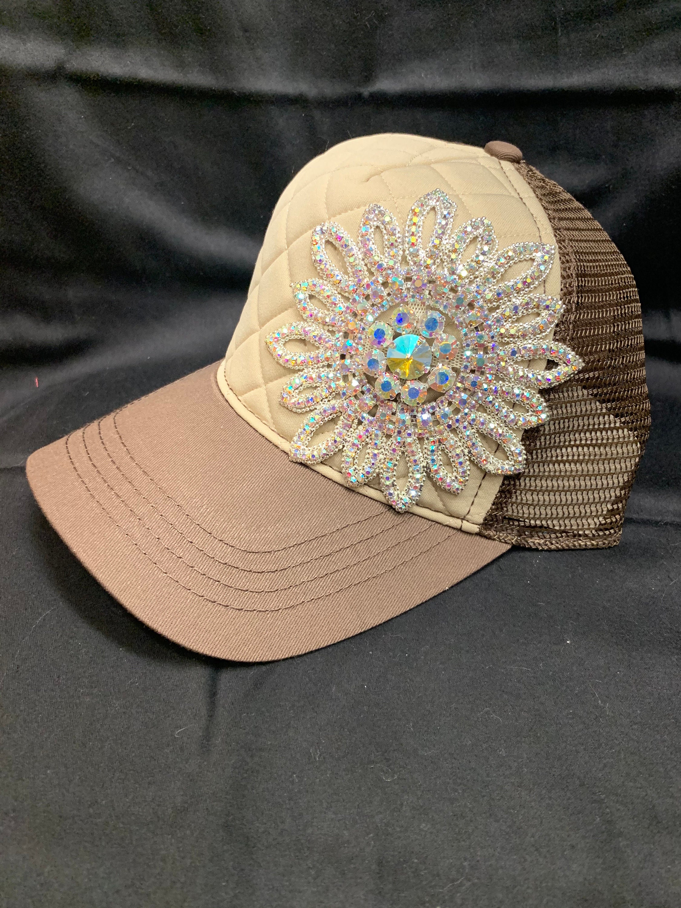 Brown & Tan Rhinestone Trucker Hat - Etsy