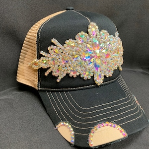 Black & Tan Rhinestone Trucker Hat - Etsy