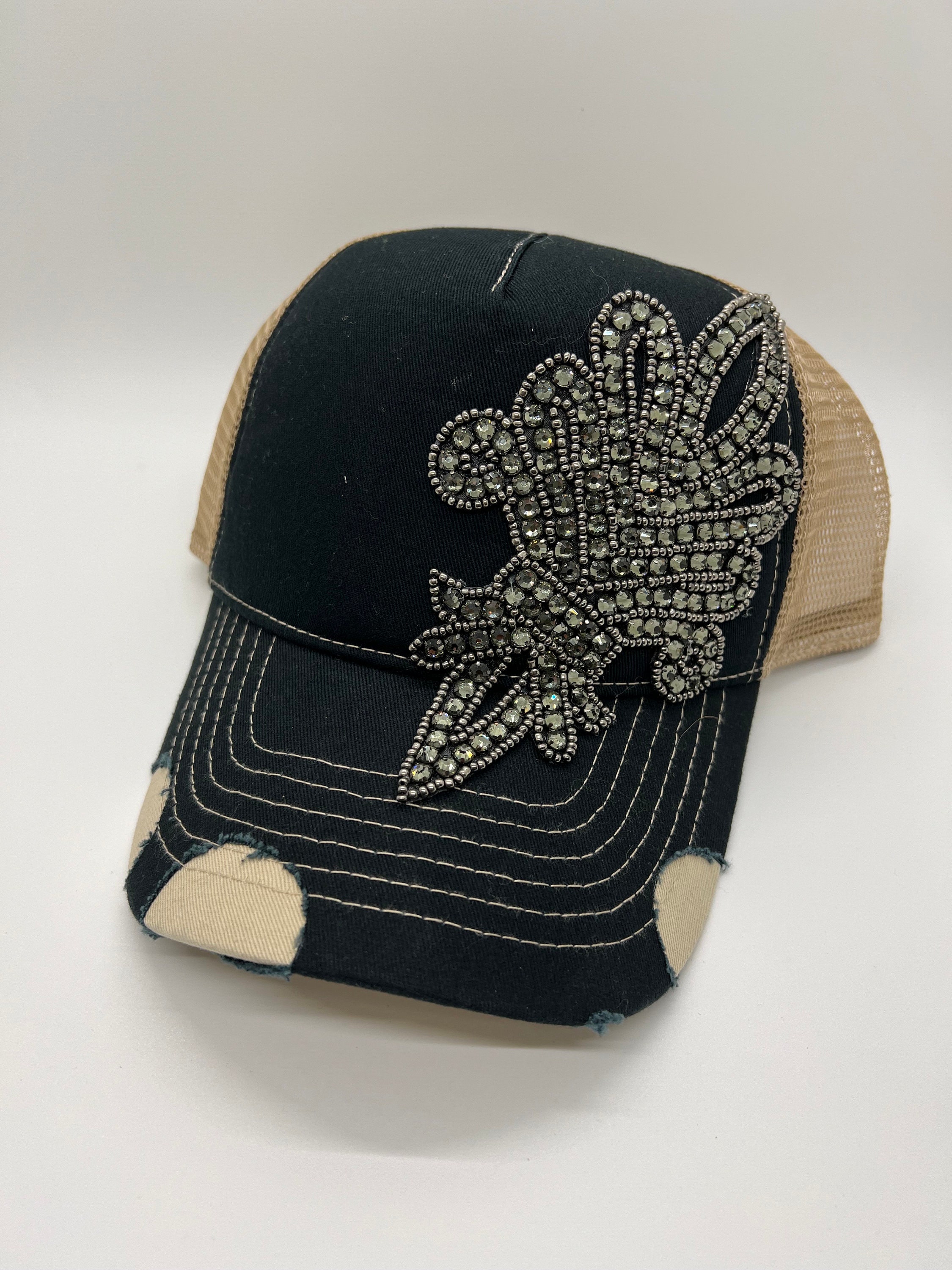 Black & Tan Rhinestone Trucker Hat - Etsy display picture 2