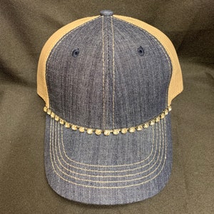 Denim Rhinestone Trucker Hat