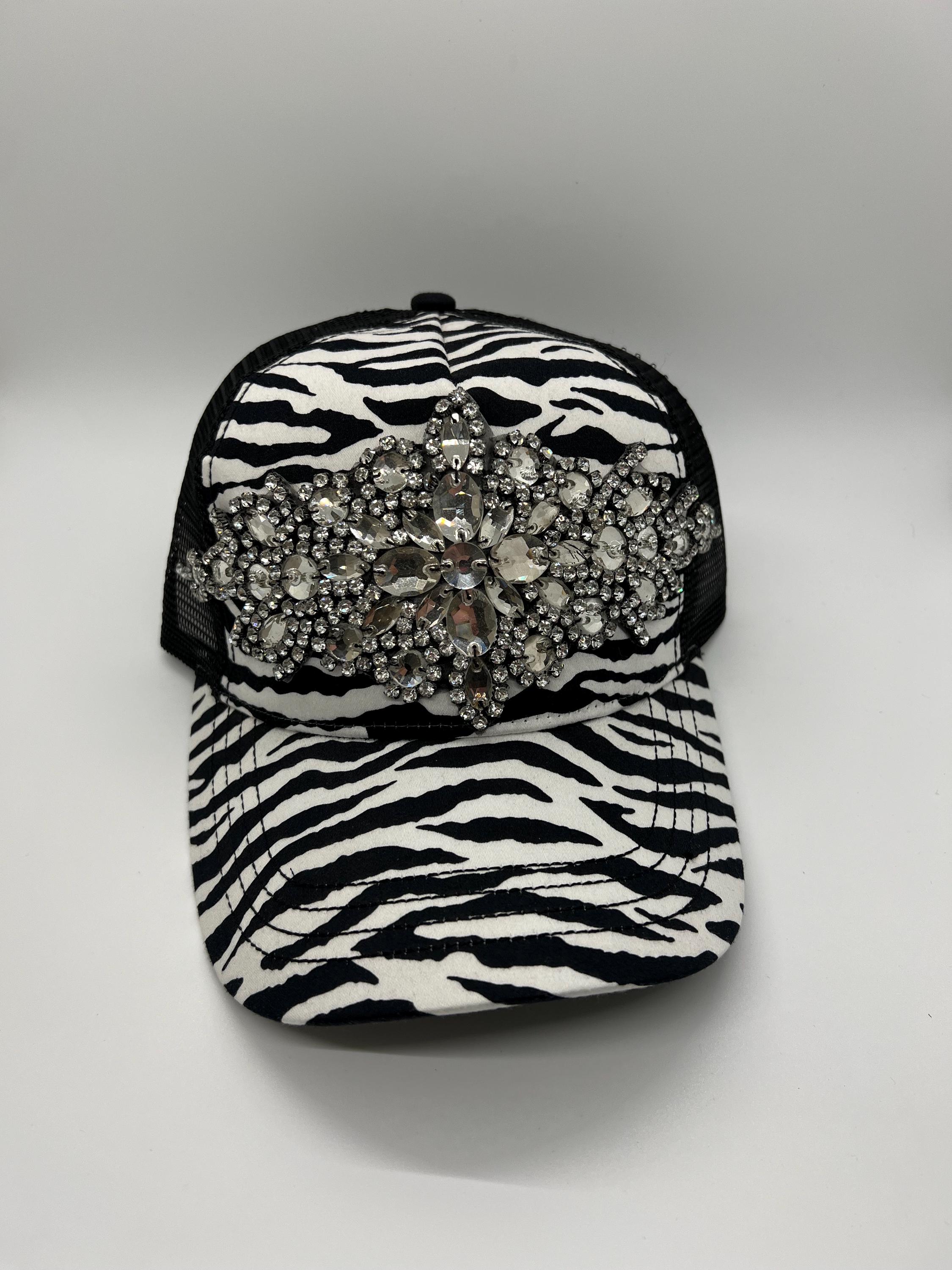 Bling bling Zebra Print Hat Zebra Print Cowboy Hat w/ Rhinestone String - Glitz & Ears  main image 4