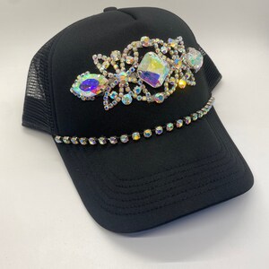 Black Rhinestone Trucker Hat