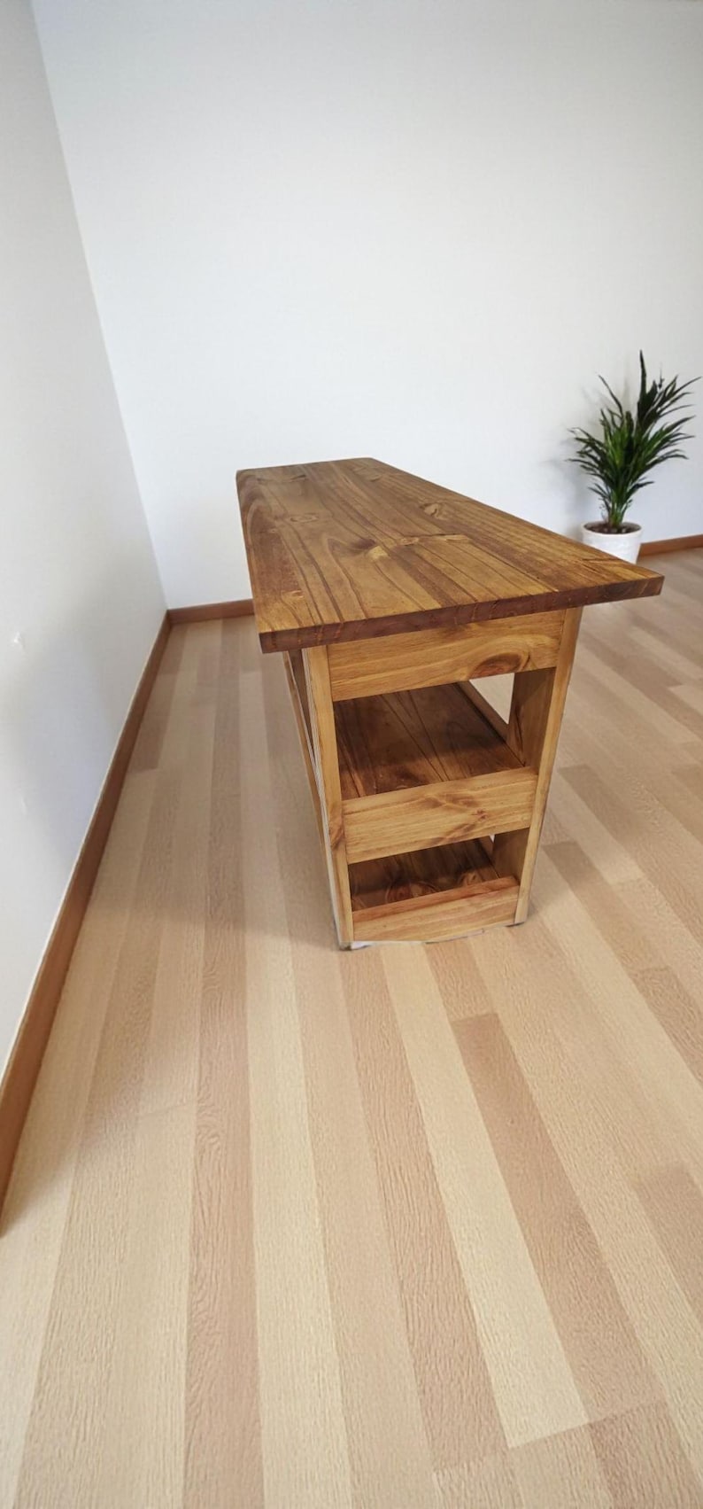 Handmade 36" Entryway Bench with Shoe Shelves: Custom Stain Options - Thumbnail 5