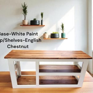 Handmade Entry Bench with Shoe Storage: English Chestnut & White, 40-Inch