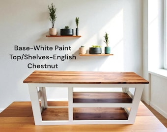 Banco de entrada artesanal con espacio para guardar zapatos: castaño inglés y blanco, 101,6 cm (40 pulgadas)