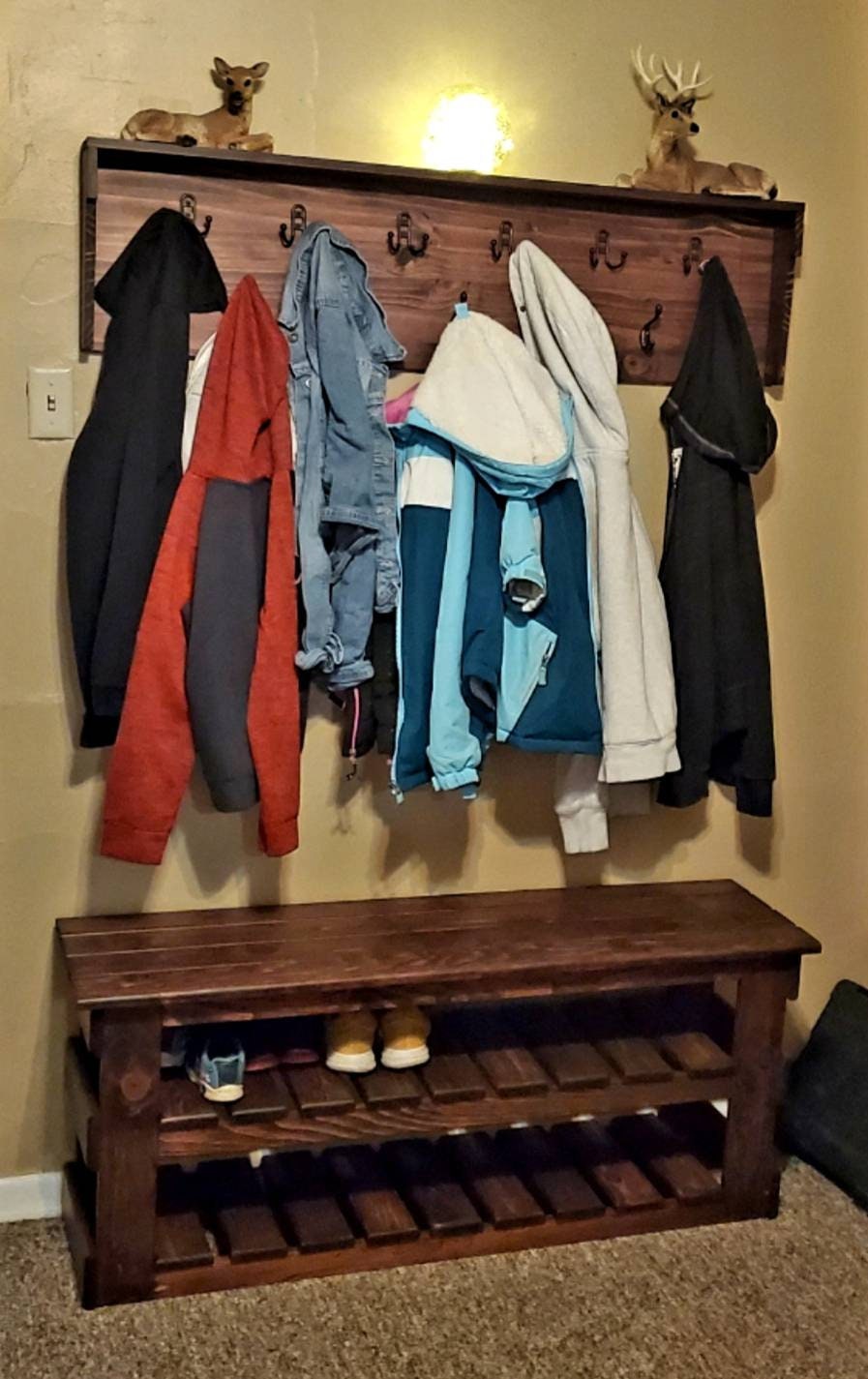 Custom Handmade Entry Bench and Shoe Holder With 2 Shelves Etsy