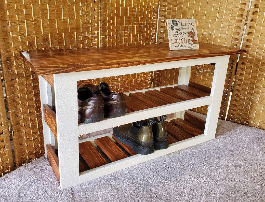 Handmade Custom Entry Bench and Shoe Holder With 2 Etsy