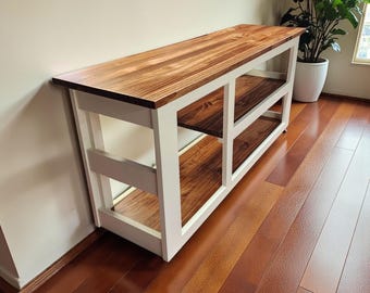 Handmade Entry Bench with Shoe Shelves: Custom Stained Wood, 40 inch