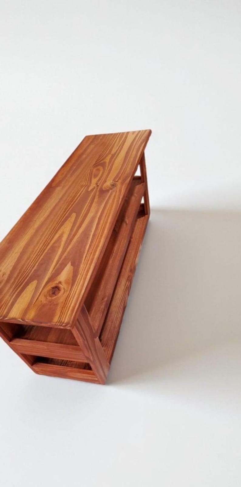 Handmade 36" Entryway Bench with Shoe Shelves: Custom Stain Options - Thumbnail 3