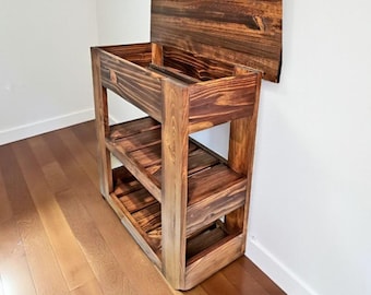 Mesa de entrada con bisagras hecha a mano: madera teñida personalizable, 24 pulgadas
