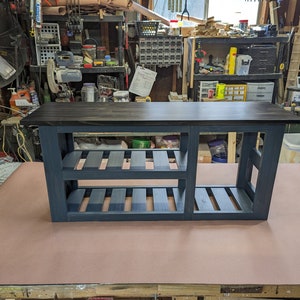 40 inch entryway bench! Handmade shoe and boot storage with your choice of stain and paint colors.Primary=Base Secondary=Top!