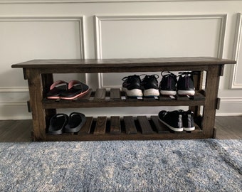 Handmade Dark Walnut Entry Bench with Shoe Storage - 40 inch