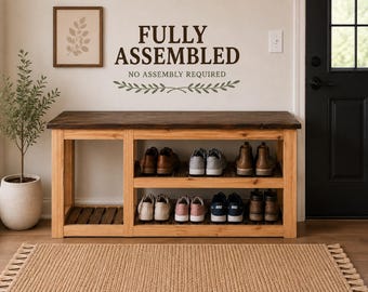 Handmade Entryway Bench: 40-inch Shoe & Boot Storage, Custom Stain Options