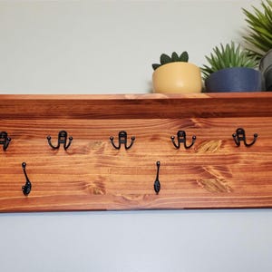 Handmade Wooden Entryway Coat Rack with Shelf & Double Hooks (46 inch)