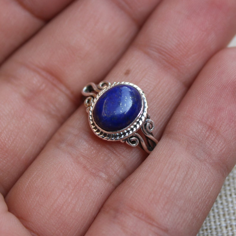 gift for her dainty jewelry Sterling Silver ring golden flakes natural lapis Lazuli Lapis lazuli ring wedding jewelry stackable rings