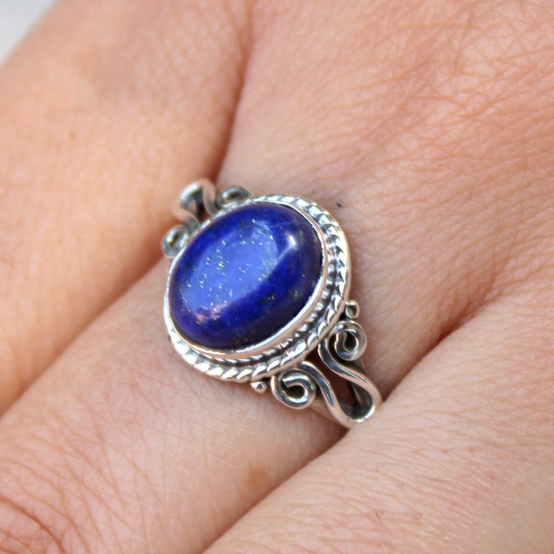 gift for her dainty jewelry Sterling Silver ring golden flakes natural lapis Lazuli Lapis lazuli ring wedding jewelry stackable rings