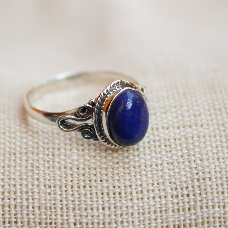 gift for her dainty jewelry Sterling Silver ring golden flakes natural lapis Lazuli Lapis lazuli ring wedding jewelry stackable rings