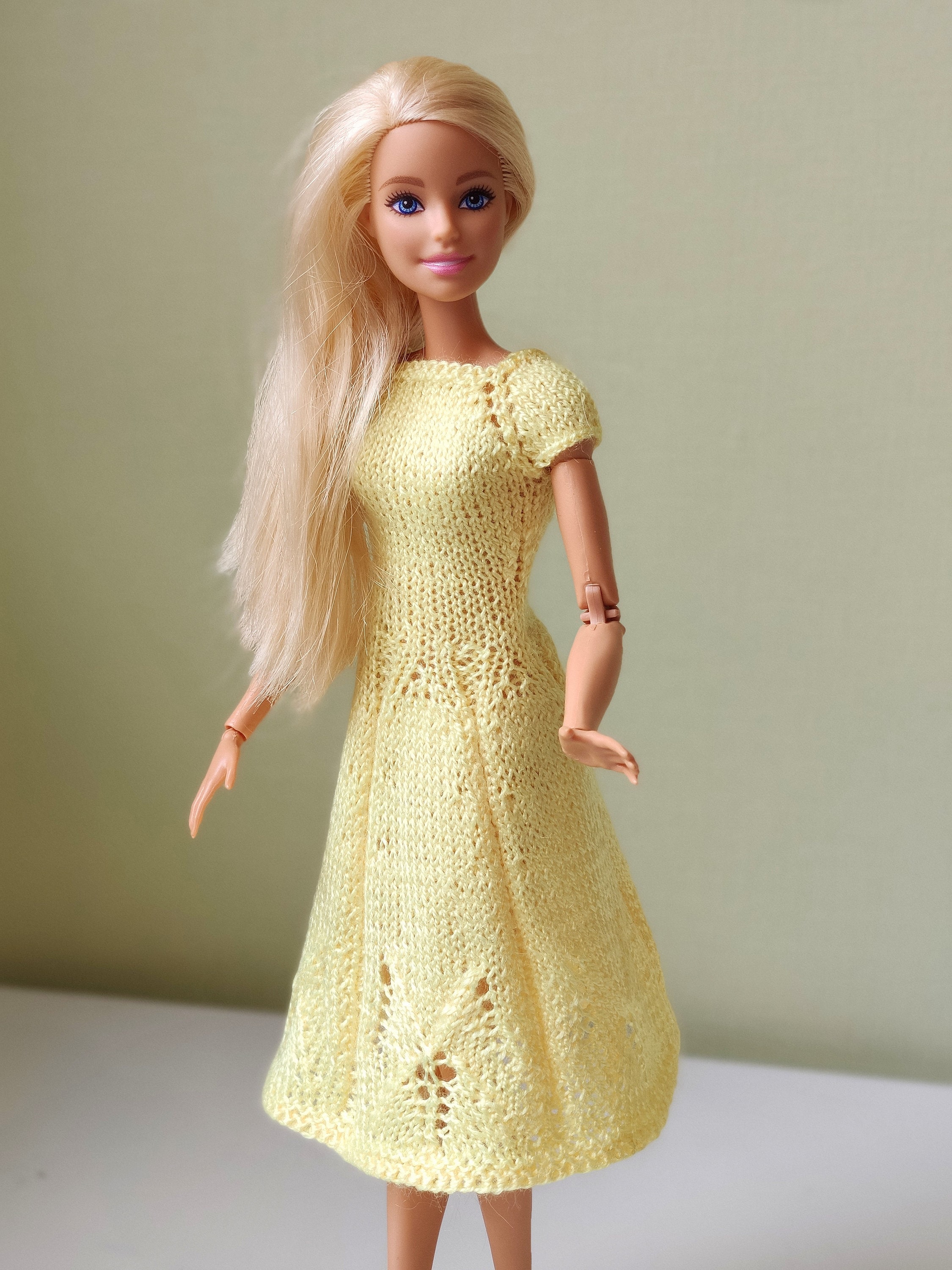 PDF Doll Clothes Knitting Pattern. Knitted dress for Barbie. | Etsy
