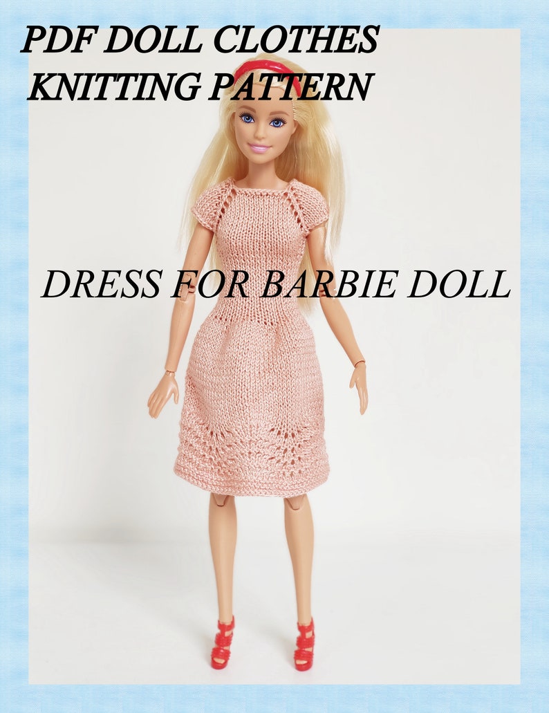 PDF Doll Clothes Knitting Pattern. Knitted Dress for Barbie. Etsy