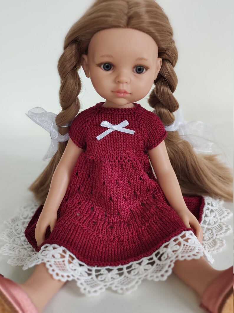 Doll clothes. Cherry dress for 13 inches dolls. Knitted outfit Etsy