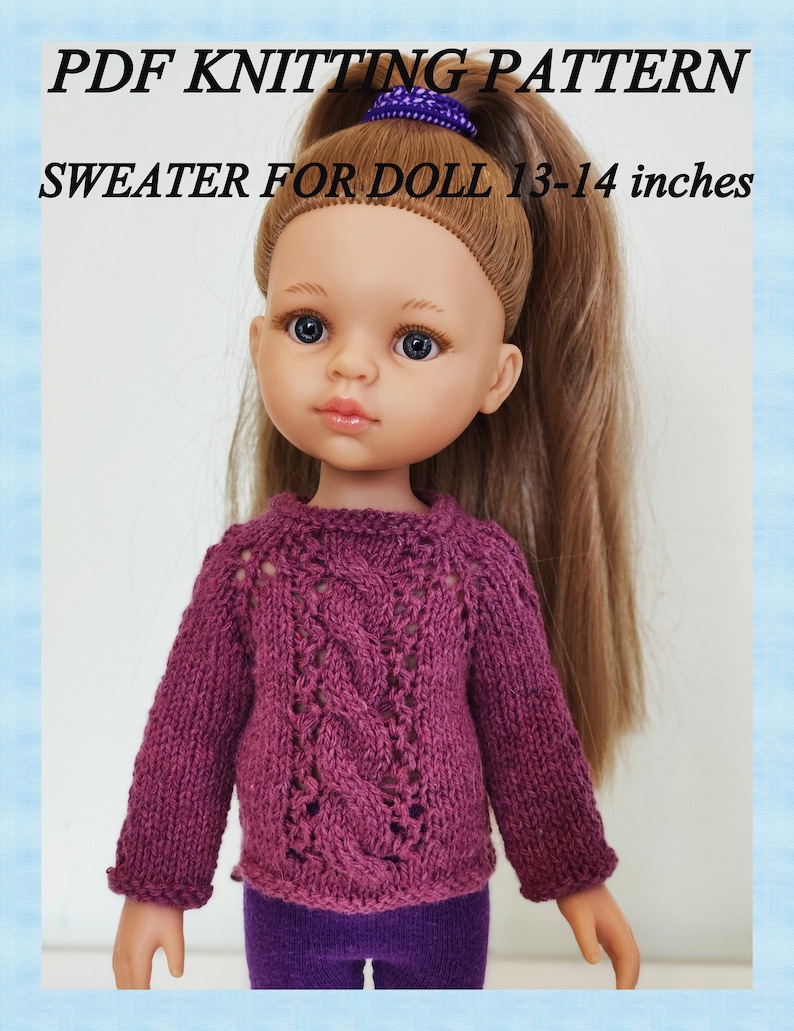 Doll Clothes Knitting Pattern PDF Instructions doll sweater Etsy