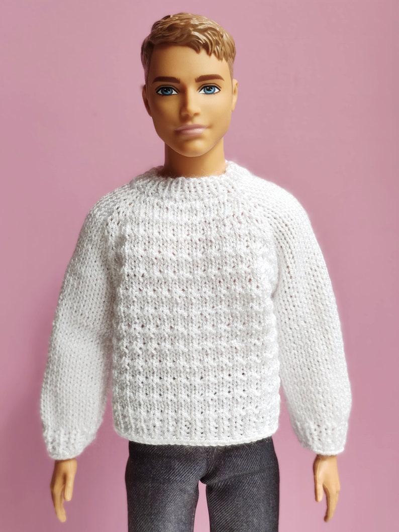 PDF Doll Clothes Knitting Pattern. Knitted Sweater for Ken. Etsy