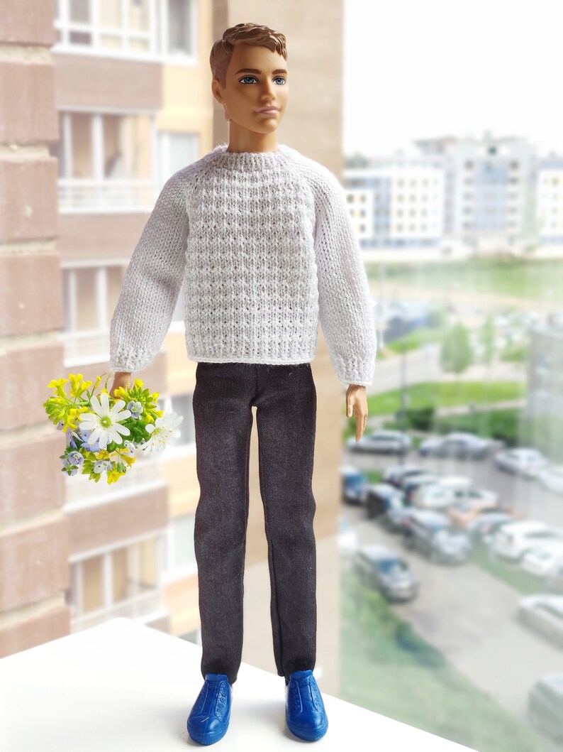 PDF Doll Clothes Knitting Pattern. Knitted sweater for Ken. Etsy