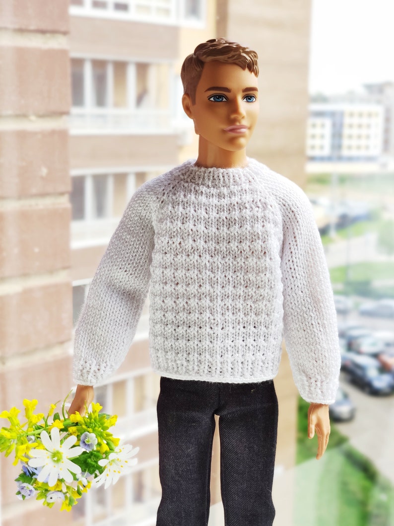PDF Doll Clothes Knitting Pattern. Knitted sweater for Ken. Etsy