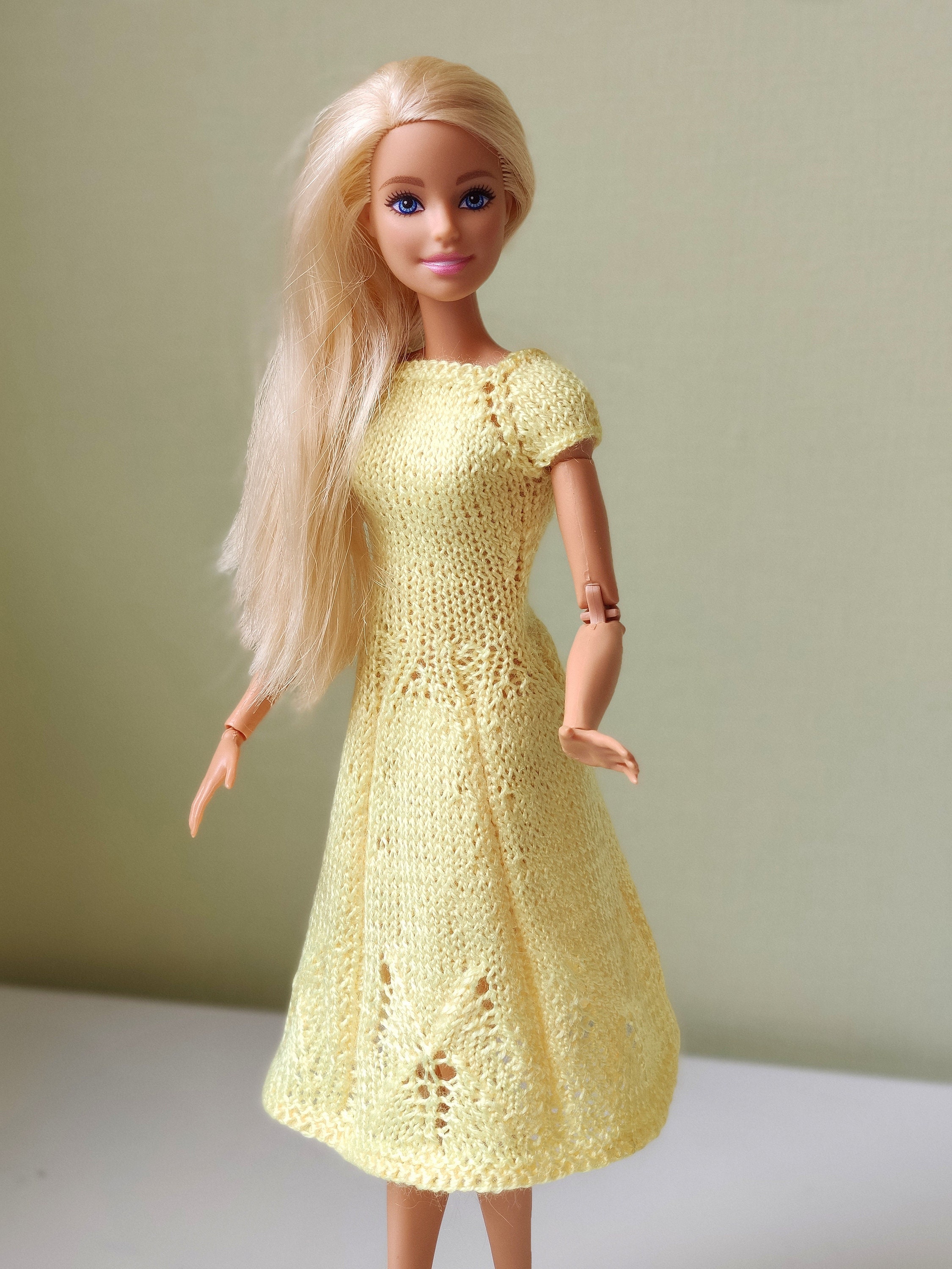 Pdf Doll Clothes Knitting Pattern Knitted Dress For Barbie Etsy