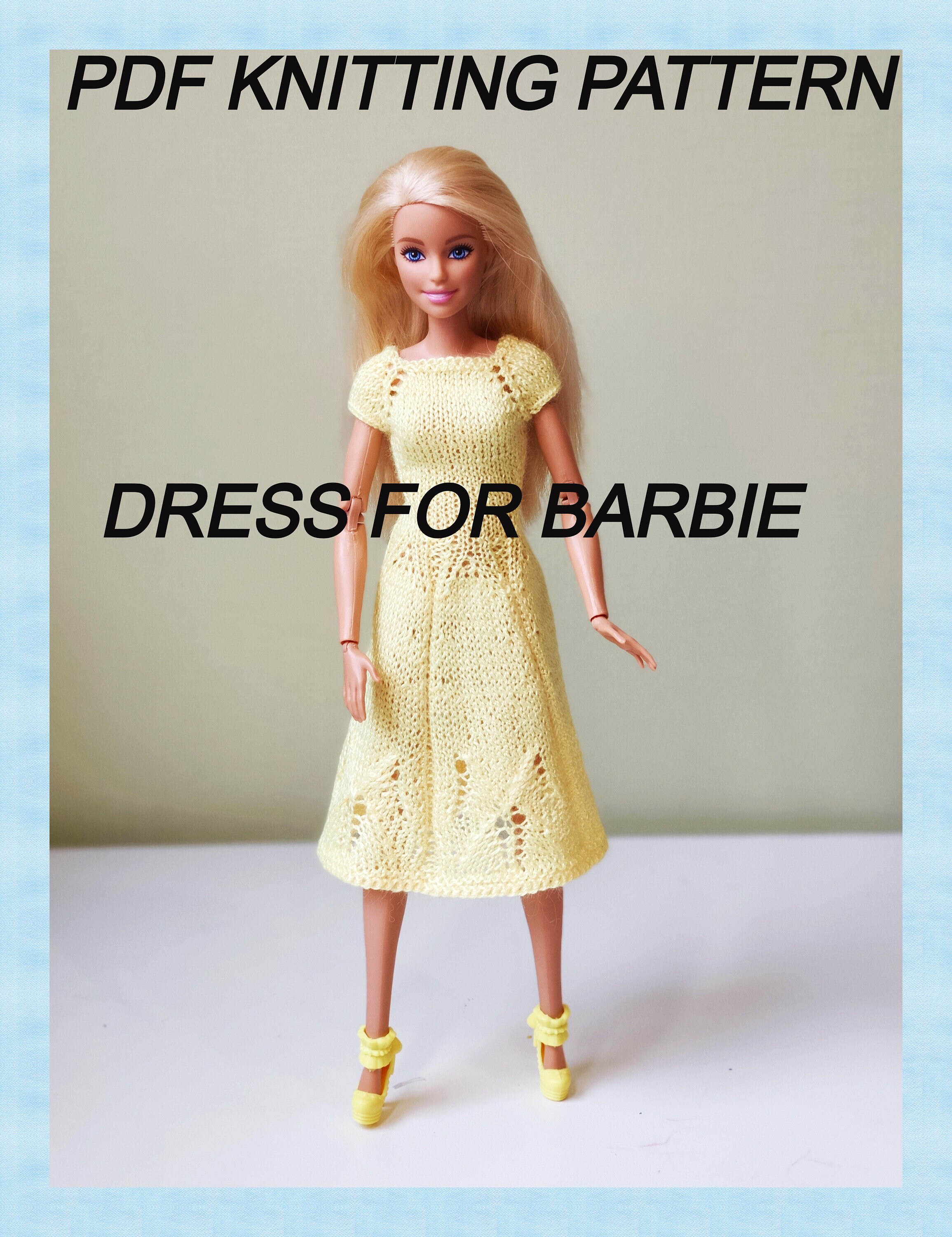 PDF Doll Clothes Knitting Pattern. Knitted dress for Barbie. Etsy