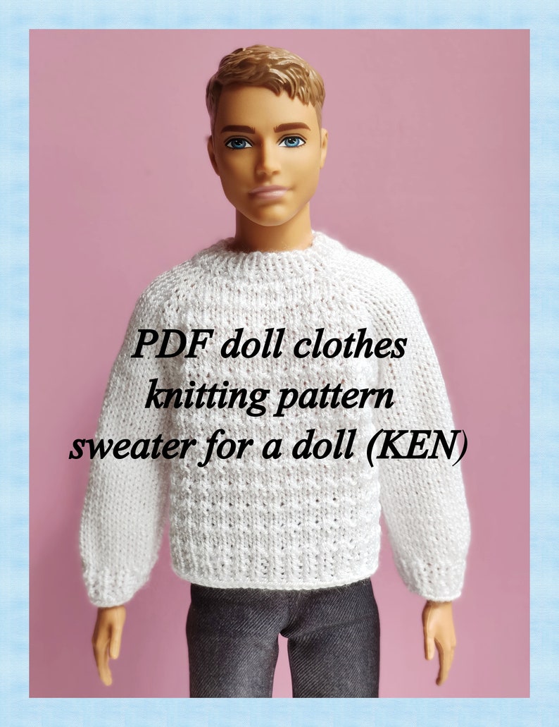 PDF Doll Clothes Knitting Pattern. Knitted Sweater for Ken. Etsy Canada