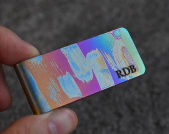 Custom Engraved Titanium Money Clip, Anodized Finish