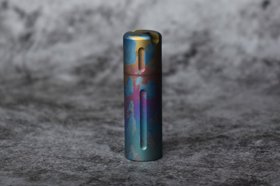 Titanium Waterproof Keychain Pill Case Container Capsule Stash Keyring Key  Pill Box