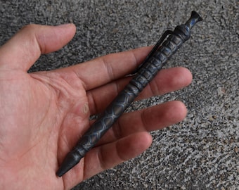 Titanium EDC Pen, Flame Pattern Metal Ballpoint Pen