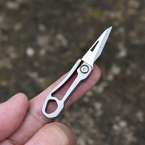 Titanium mini knife necklace, pocket knife, folding knife pendant