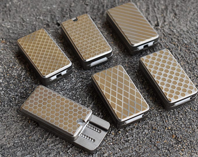 Stainless Steel Haptic Fidget Slider: Geometric Laser Engraved Toy