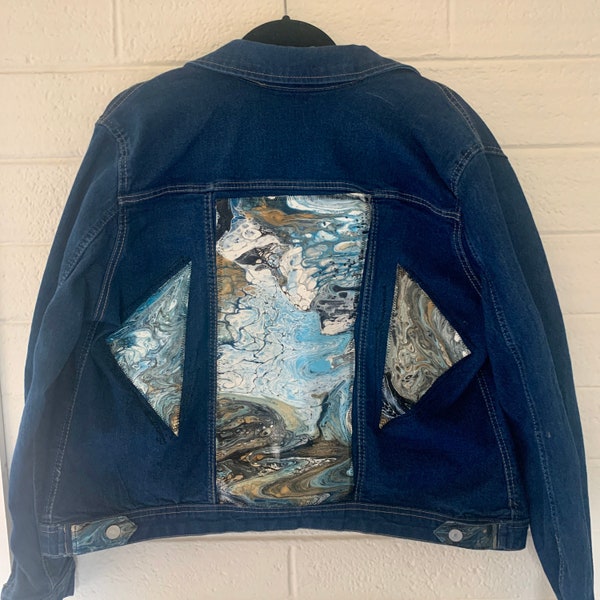 Veste Jean d’inspiration acrylique pour art vintage du Sud-Ouest. Veste hommes ou femmes