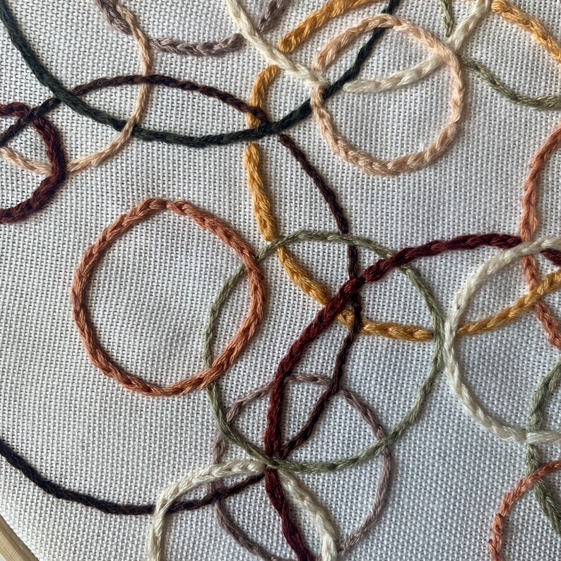 Beautiful Circular Embroidery Design Neutral Tones Etsy