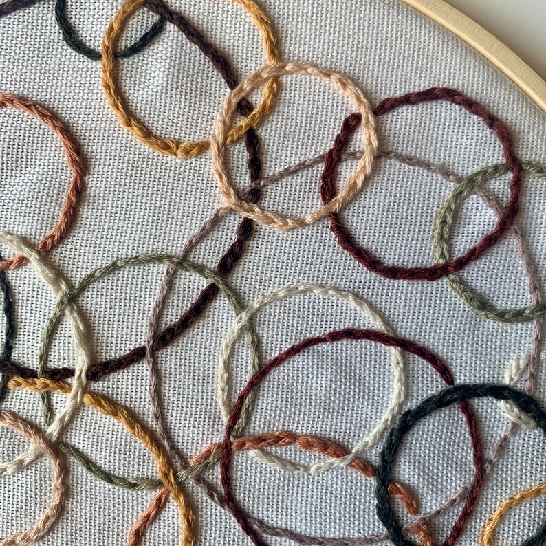 Beautiful Circular Embroidery Design Neutral Tones Etsy