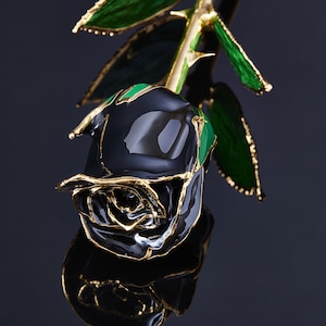 24k Gold Real Rose - Closed Bud - Eternal Rose - Pearl Collection - Dusky Noir