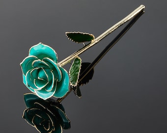 Eternal Rose - Teal Rhapsody - Real Rose Dipped in 24k Gold