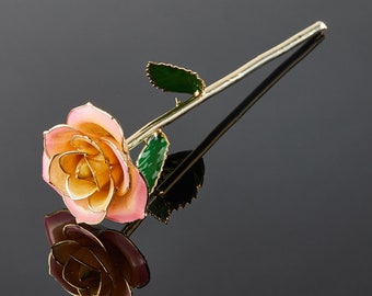 Eternal Rose | Peaches and Cream | Real Rose Dipped in 24k Gold