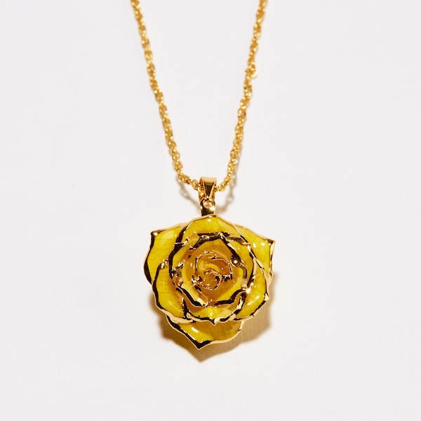 Gorgeous One-Of-a- Kind Goldenrod Gift Eternal Necklace - Real Rose Dipped in 24k Gold