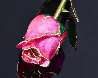 24k Gold Dipped Rose: Pink Pearl Celebration Eternal Rose
