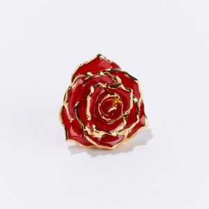 Gorgeous One-Of-a-Kind Burgundy Bliss Eternal Lapel Pin- Real Rose Dipped in 24k Gold