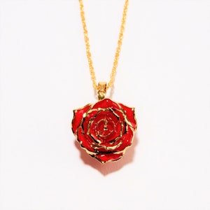 Gorgeous One-Of-a-Kind Burgundy Bliss Eternal Necklace | Real Rose Dipped in 24k Gold