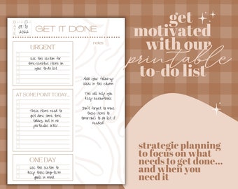 To do list - Digital printable motivating goal focused to-do list