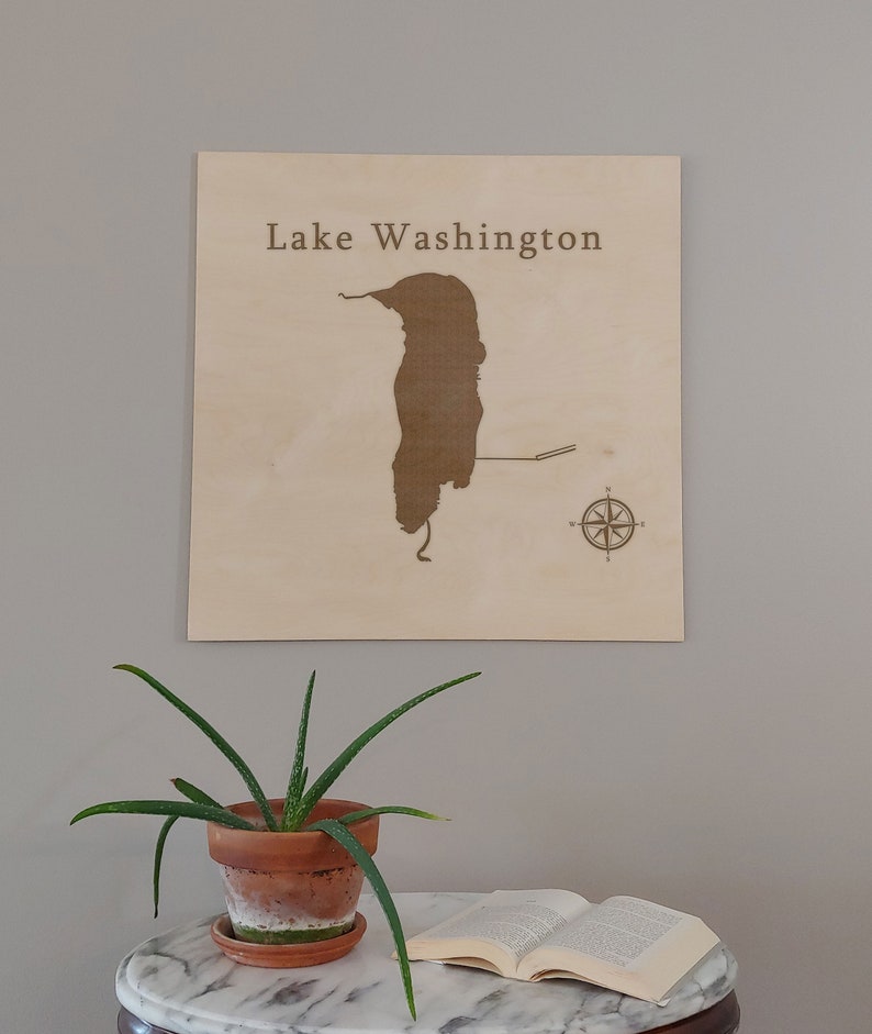 Lake Washington Map Wall Art Office Decor Gift Engraved Florida